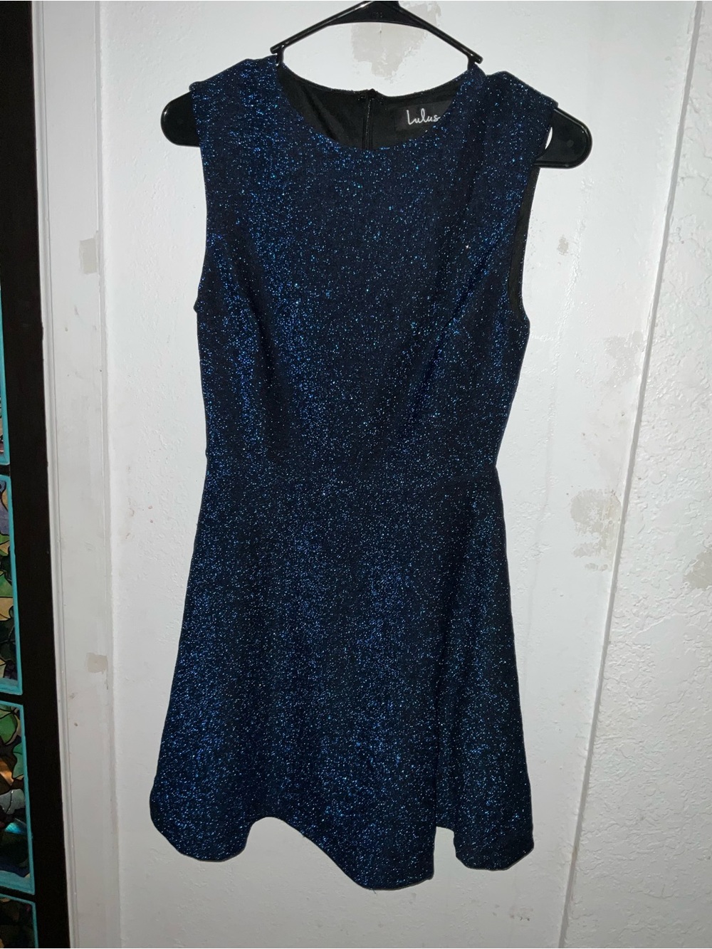 Lulu's Sparkling Navy Sleeveless Fit & Flare Mini Dress